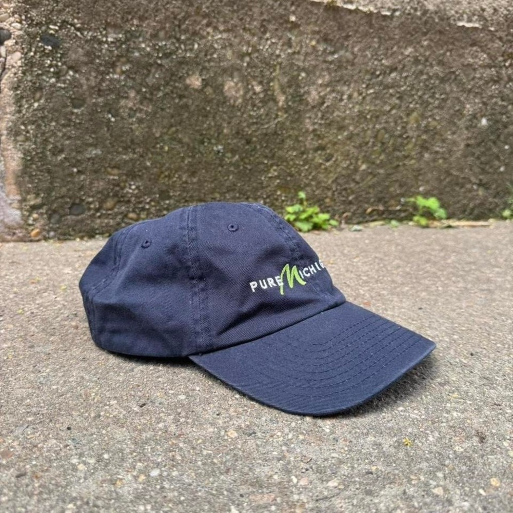 Pure Michigan Blue Baseball Cap White Green Made In USA Hat Adjustable Retro